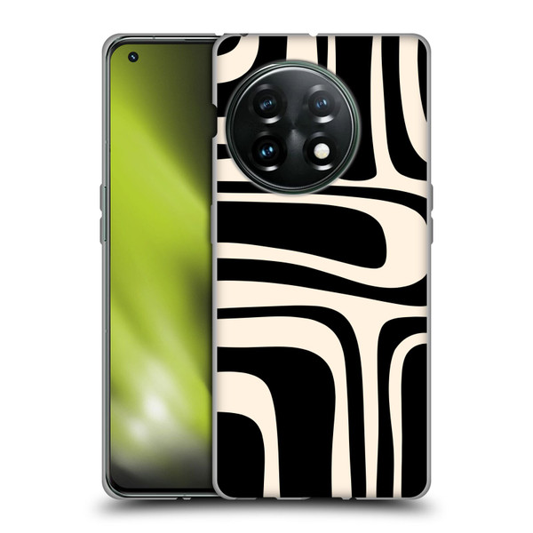 Kierkegaard Design Studio Retro Abstract Patterns Palm Springs Black Cream Soft Gel Case for OnePlus 11 5G