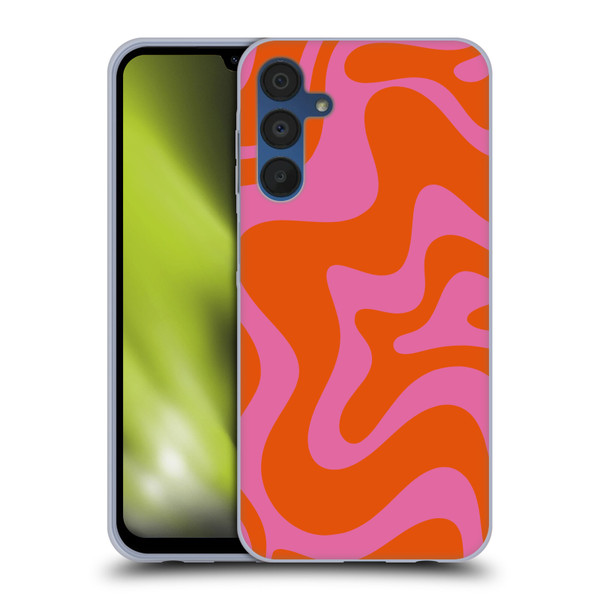 Kierkegaard Design Studio Retro Abstract Patterns Hot Pink Orange Swirl Soft Gel Case for Samsung Galaxy A15