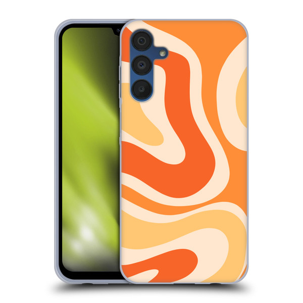 Kierkegaard Design Studio Retro Abstract Patterns Modern Orange Tangerine Swirl Soft Gel Case for Samsung Galaxy A15
