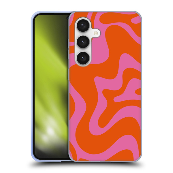Kierkegaard Design Studio Retro Abstract Patterns Hot Pink Orange Swirl Soft Gel Case for Samsung Galaxy S24 5G
