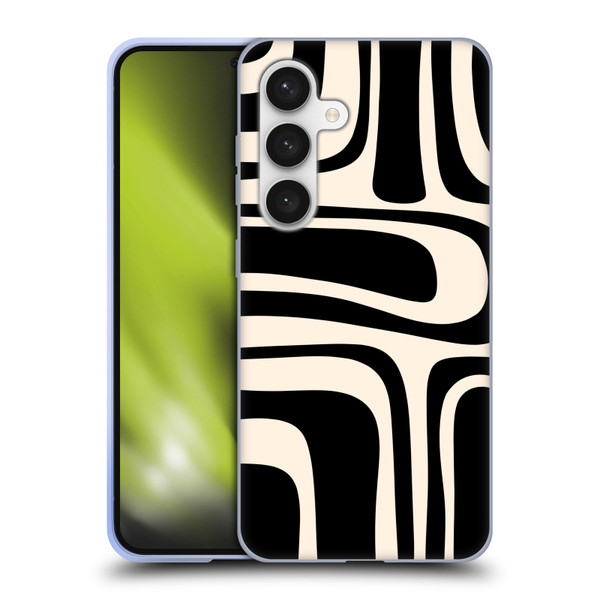 Kierkegaard Design Studio Retro Abstract Patterns Palm Springs Black Cream Soft Gel Case for Samsung Galaxy S24 5G