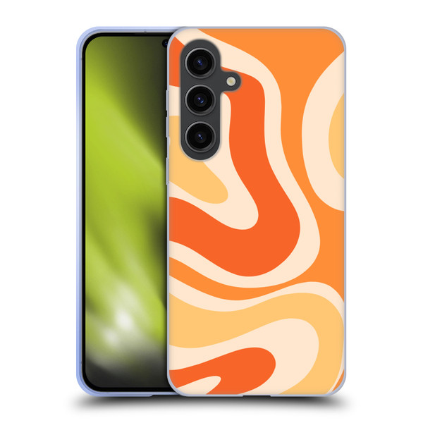 Kierkegaard Design Studio Retro Abstract Patterns Modern Orange Tangerine Swirl Soft Gel Case for Samsung Galaxy S24+ 5G