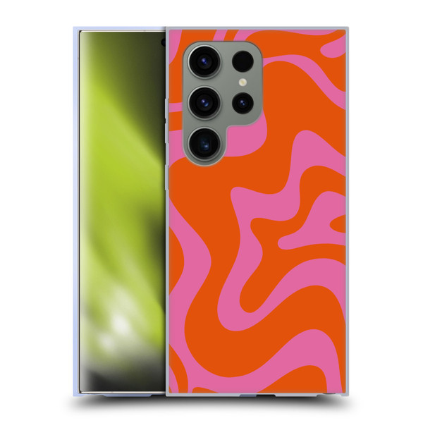 Kierkegaard Design Studio Retro Abstract Patterns Hot Pink Orange Swirl Soft Gel Case for Samsung Galaxy S24 Ultra 5G