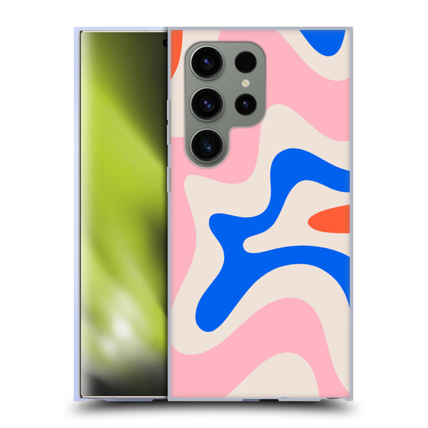 Kierkegaard Design Studio Retro Abstract Patterns Pink Blue Orange Swirl Soft Gel Case for Samsung Galaxy S24 Ultra 5G