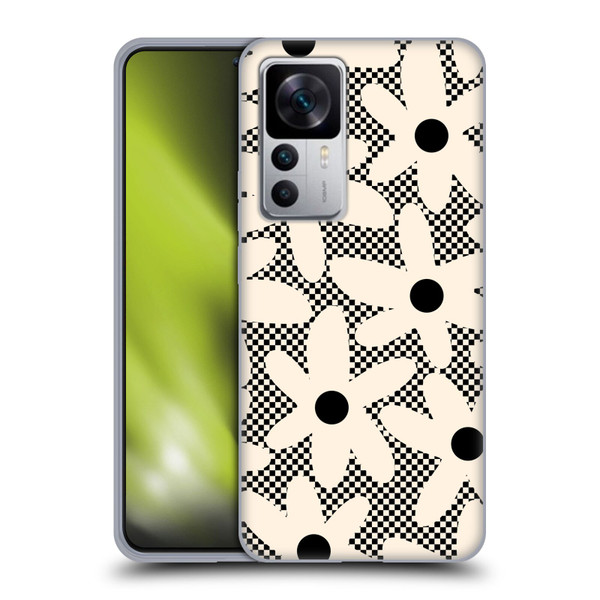 Kierkegaard Design Studio Retro Abstract Patterns Daisy Black Cream Dots Check Soft Gel Case for Xiaomi 12T 5G / 12T Pro 5G / Redmi K50 Ultra 5G