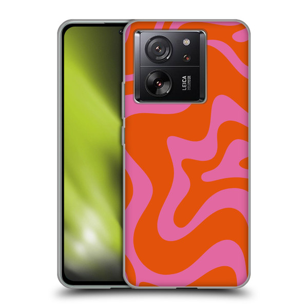 Kierkegaard Design Studio Retro Abstract Patterns Hot Pink Orange Swirl Soft Gel Case for Xiaomi 13T 5G / 13T Pro 5G