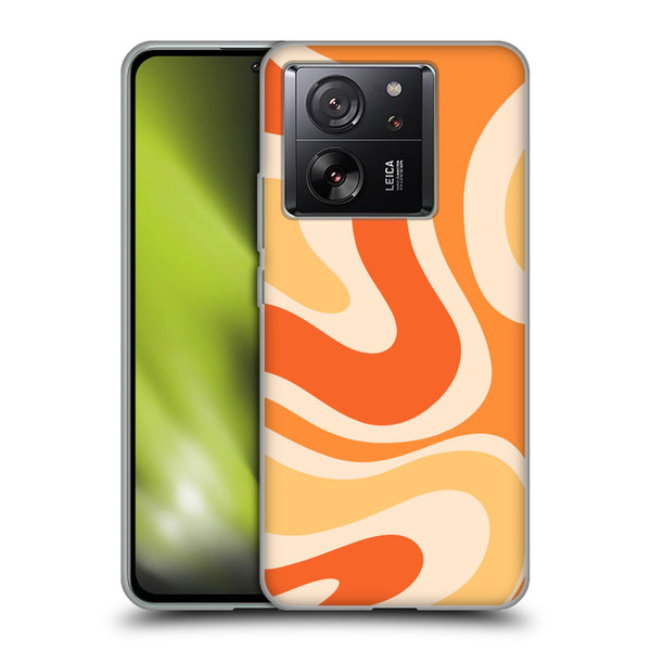 Kierkegaard Design Studio Retro Abstract Patterns Modern Orange Tangerine Swirl Soft Gel Case for Xiaomi 13T 5G / 13T Pro 5G