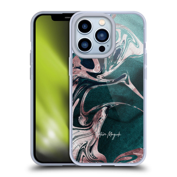 Nature Magick Luxe Gold Marble Metallic Teal Soft Gel Case for Apple iPhone 13 Pro