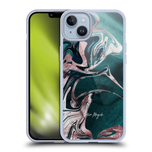 Nature Magick Luxe Gold Marble Metallic Teal Soft Gel Case for Apple iPhone 14 Plus