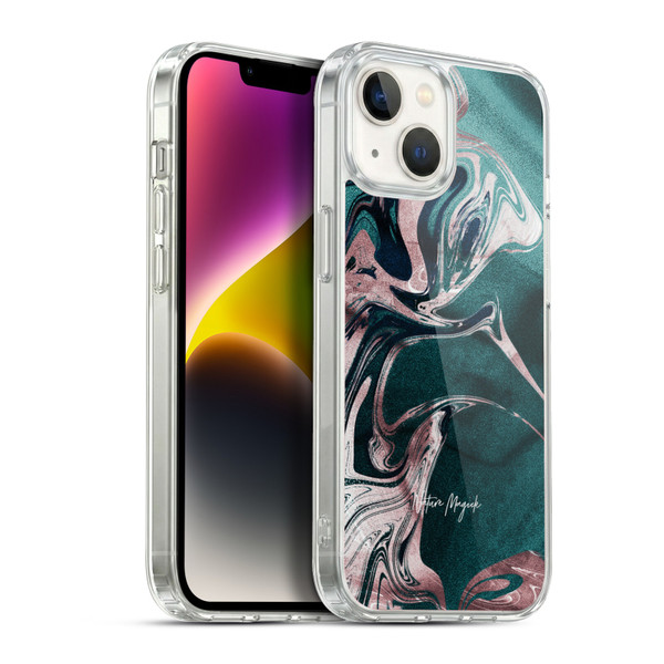 Nature Magick Luxe Gold Marble Metallic Teal Soft Gel Case for Apple iPhone 14