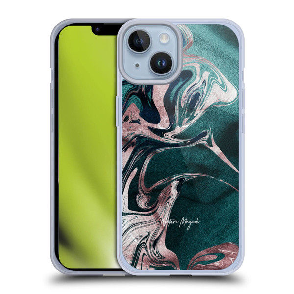 Nature Magick Luxe Gold Marble Metallic Teal Soft Gel Case for Apple iPhone 14