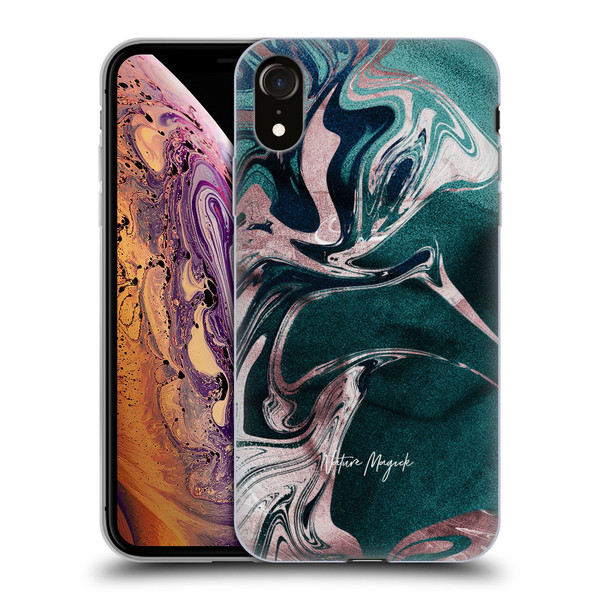 Nature Magick Luxe Gold Marble Metallic Teal Soft Gel Case for Apple iPhone XR