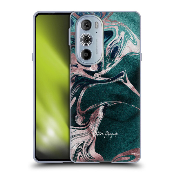 Nature Magick Luxe Gold Marble Metallic Teal Soft Gel Case for Motorola Edge X30