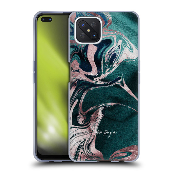 Nature Magick Luxe Gold Marble Metallic Teal Soft Gel Case for OPPO Reno4 Z 5G