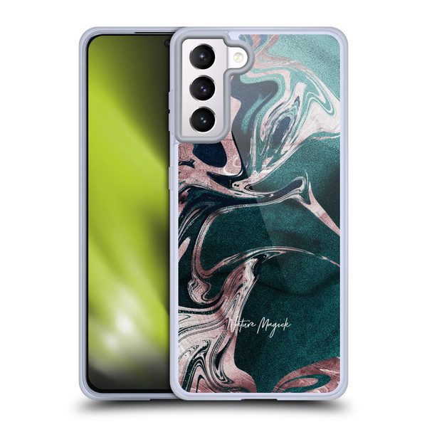 Nature Magick Luxe Gold Marble Metallic Teal Soft Gel Case for Samsung Galaxy S21+ 5G