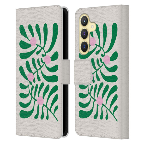 Ayeyokp Plant Pattern Summer Bloom White Leather Book Wallet Case Cover For Samsung Galaxy S24 5G