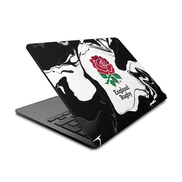 England Rugby Union Logo Art and Typography White Marble Vinyl Sticker Skin Decal Cover for Apple MacBook Air 13.6" A2681 (2022)