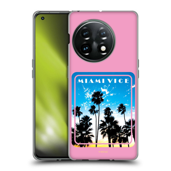 Miami Vice Art Miami Beach Palm Tree Soft Gel Case for OnePlus 11 5G