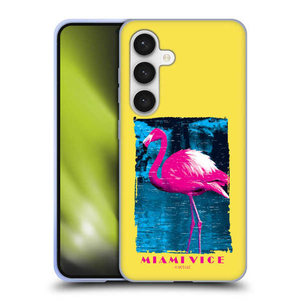 Miami Vice Art Pink Flamingo Soft Gel Case for Samsung Galaxy S24 5G