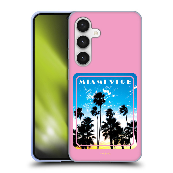 Miami Vice Art Miami Beach Palm Tree Soft Gel Case for Samsung Galaxy S24 5G