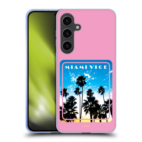 Miami Vice Art Miami Beach Palm Tree Soft Gel Case for Samsung Galaxy S24+ 5G