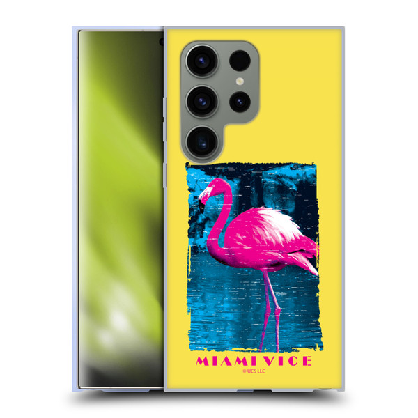 Miami Vice Art Pink Flamingo Soft Gel Case for Samsung Galaxy S24 Ultra 5G