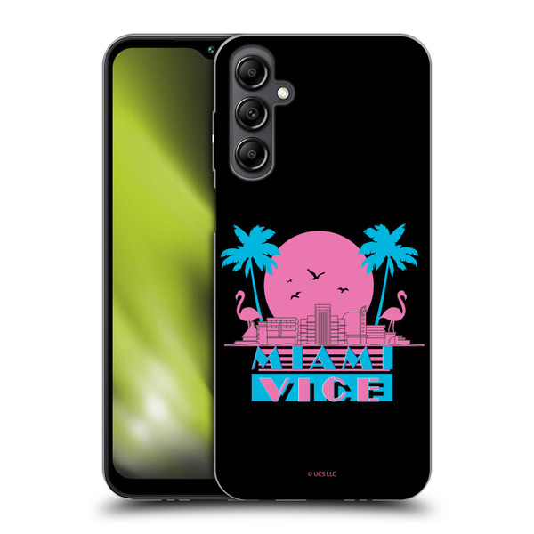 Miami Vice Graphics Sunset Flamingos Soft Gel Case for Samsung Galaxy M14 5G