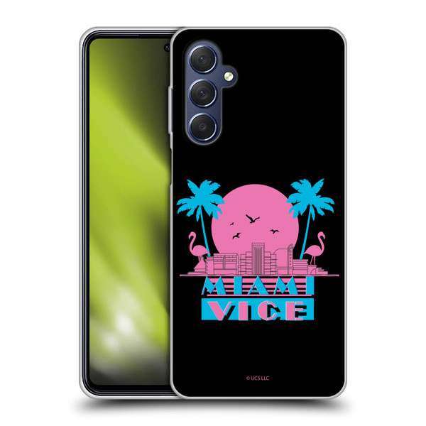 Miami Vice Graphics Sunset Flamingos Soft Gel Case for Samsung Galaxy M54 5G