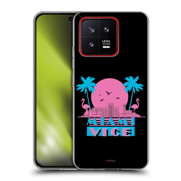 Miami Vice Graphics Sunset Flamingos Soft Gel Case for Xiaomi 13 5G