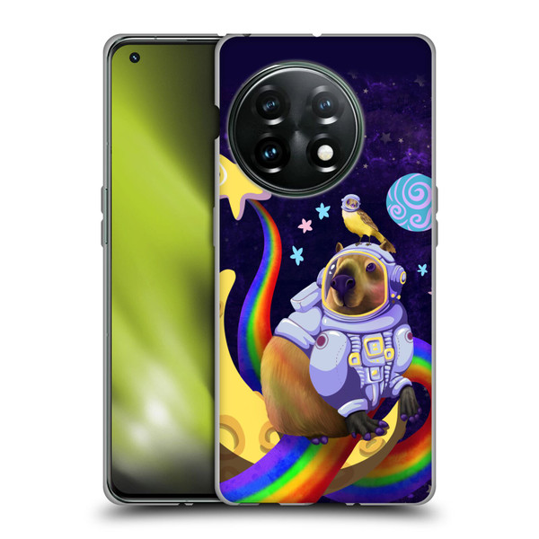 Carla Morrow Rainbow Animals Capybara Sitting On A Moon Soft Gel Case for OnePlus 11 5G