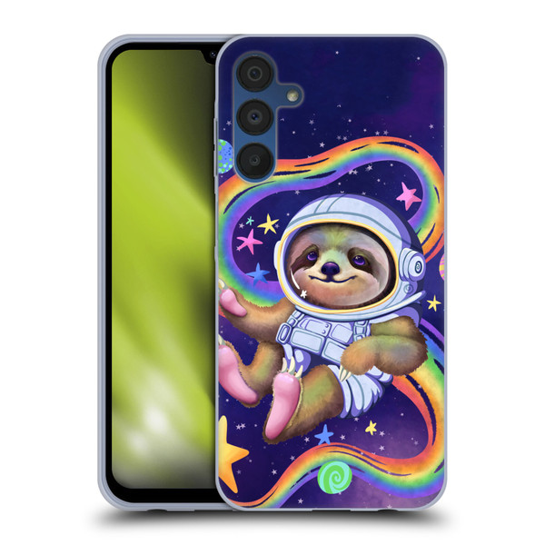 Carla Morrow Rainbow Animals Sloth Wearing A Space Suit Soft Gel Case for Samsung Galaxy A15
