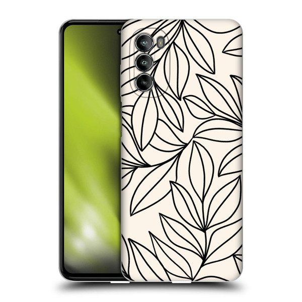 Gabriela Thomeu Floral Black And White Leaves Soft Gel Case for Motorola Moto G82 5G