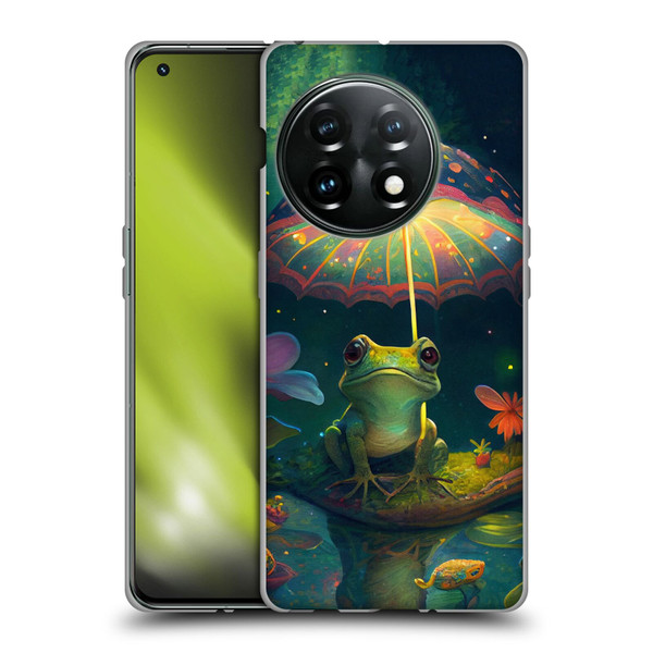 JK Stewart Art Frog With Umbrella Soft Gel Case for OnePlus 11 5G