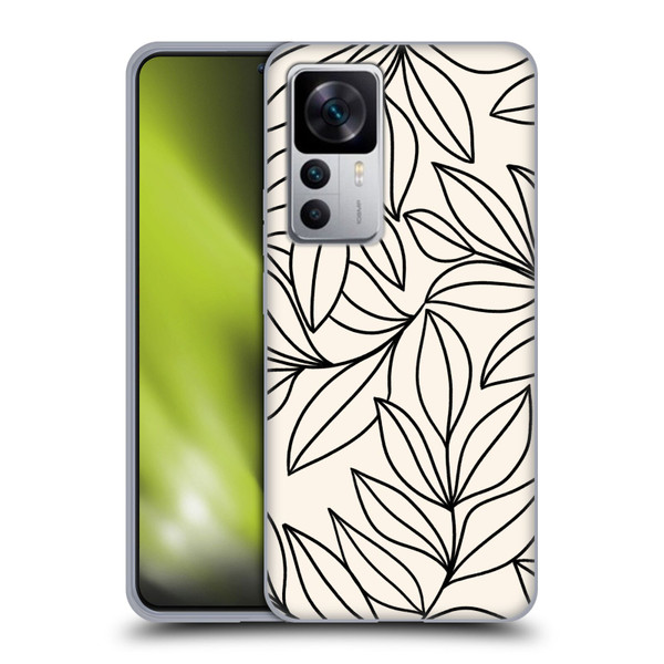 Gabriela Thomeu Floral Black And White Leaves Soft Gel Case for Xiaomi 12T 5G / 12T Pro 5G / Redmi K50 Ultra 5G
