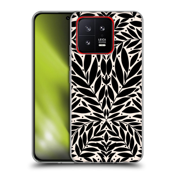 Gabriela Thomeu Floral Black And White Folk Leaves Soft Gel Case for Xiaomi 13 5G