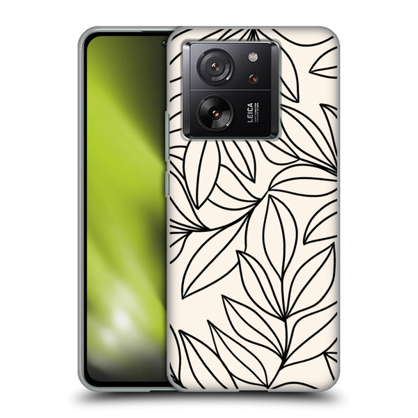 Gabriela Thomeu Floral Black And White Leaves Soft Gel Case for Xiaomi 13T 5G / 13T Pro 5G