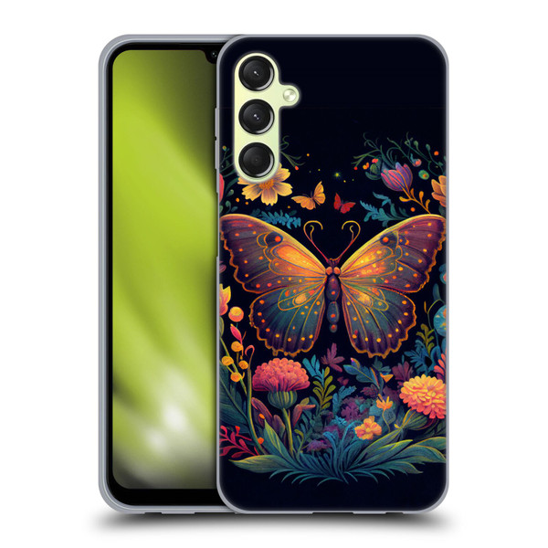 JK Stewart Art Butterfly In Night Garden Soft Gel Case for Samsung Galaxy A24 4G / M34 5G