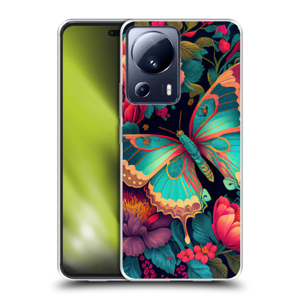 JK Stewart Art Butterfly And Flowers Soft Gel Case for Xiaomi 13 Lite 5G