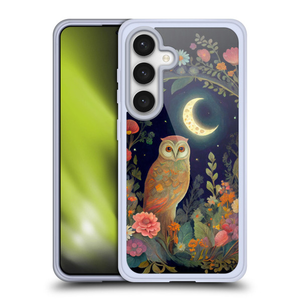 JK Stewart Key Art Owl Crescent Moon Night Garden Soft Gel Case for Samsung Galaxy S24 5G