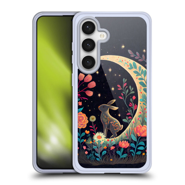 JK Stewart Key Art Rabbit On Crescent Moon Soft Gel Case for Samsung Galaxy S24 5G