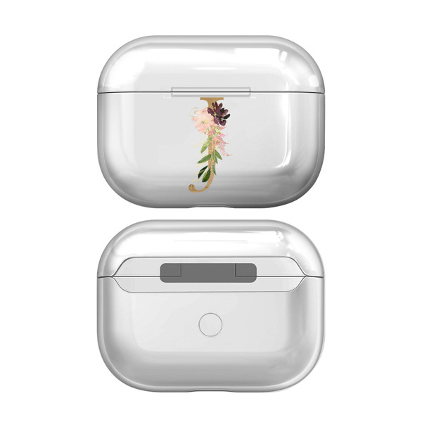 Nature Magick Floral Monogram Letter 1 Letter J Clear Hard Crystal Cover Case for Apple AirPods Pro 2 Charging Case