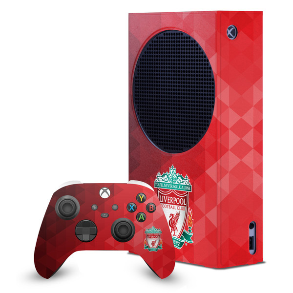 Liverpool Football Club Art Crest Red Geometric Game Console Wrap and Game Controller Skin Bundle for Microsoft Series S Console & Controller