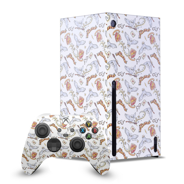 Harry Potter Graphics Hedwig Owl Pattern Game Console Wrap and Game Controller Skin Bundle for Microsoft Series X Console & Controller