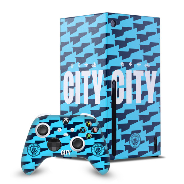 Manchester City Man City FC Logo Art City Pattern Game Console Wrap and Game Controller Skin Bundle for Microsoft Series X Console & Controller