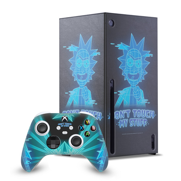 Rick And Morty Graphics Don't Touch My Stuff Game Console Wrap and Game Controller Skin Bundle for Microsoft Series X Console & Controller