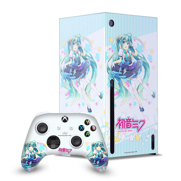 Hatsune Miku Graphics Stars And Rainbow Game Console Wrap and Game Controller Skin Bundle for Microsoft Series X Console & Controller