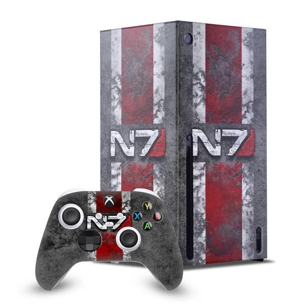 EA Bioware Mass Effect Graphics N7 Logo Distressed Game Console Wrap and Game Controller Skin Bundle for Microsoft Series X Console & Controller