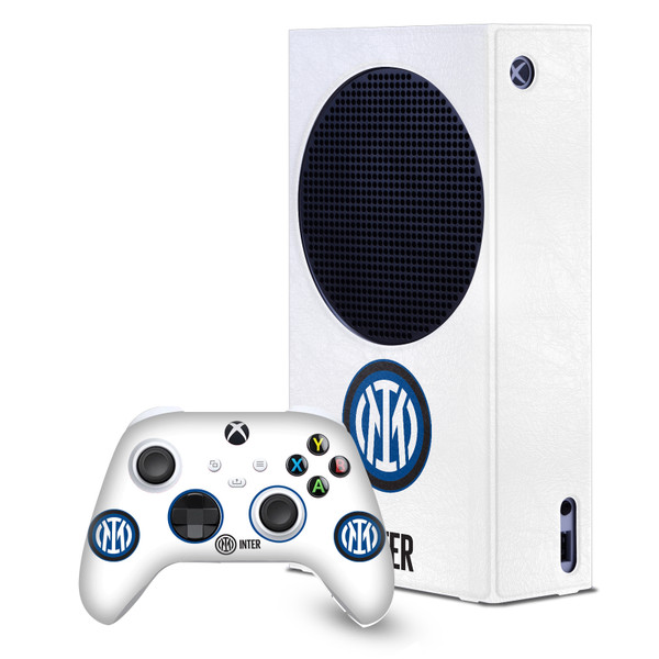 Fc Internazionale Milano Badge Logo On White Game Console Wrap and Game Controller Skin Bundle for Microsoft Series S Console & Controller