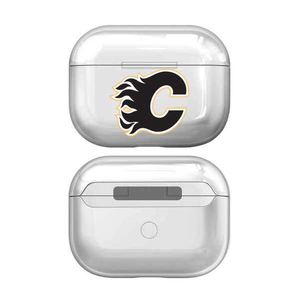 NHL Team Logo 1 Calgary Flames Clear Hard Crystal Cover Case for Apple AirPods Pro 2 Charging Case