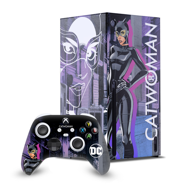 DC Women Core Compositions Catwoman Game Console Wrap and Game Controller Skin Bundle for Microsoft Series X Console & Controller